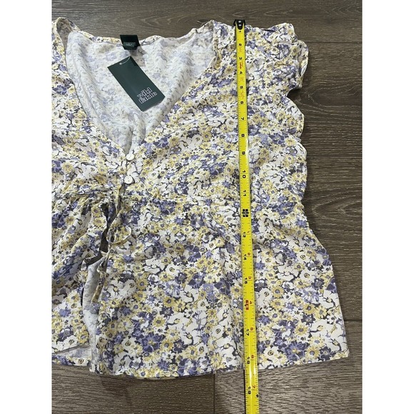 Wild Fable Flutter Sleeve V-Neck Tie-Front Flyaway Top Off-White top Large 122 - Picture 9 of 9